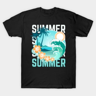 Hello summer Beach summertime Adventure travel lover palm tree sun T-Shirt